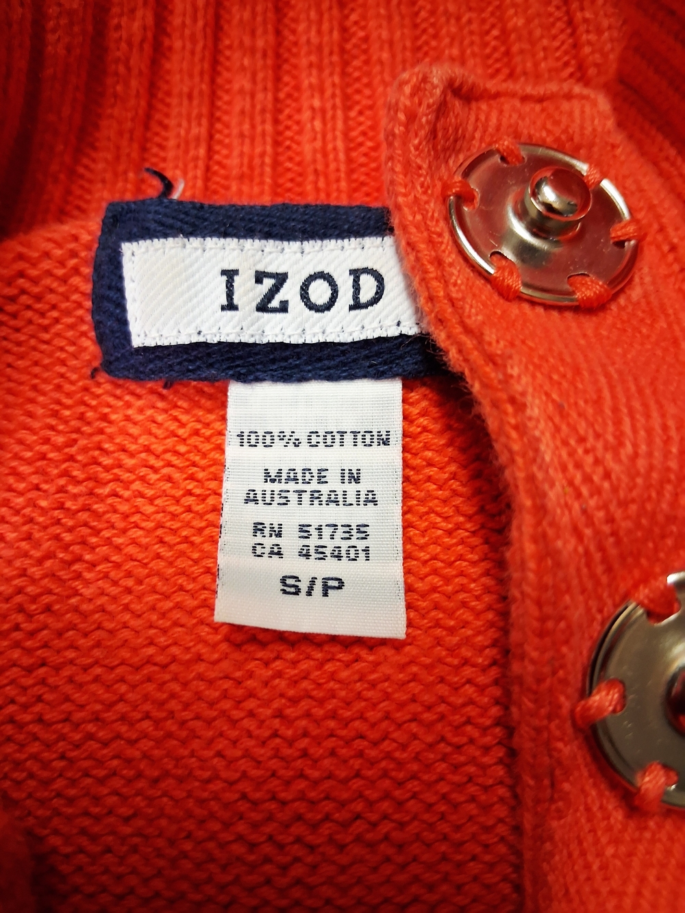 Izod Orange & White Striped Cowl Neck Sweater - Picture 4 of 5